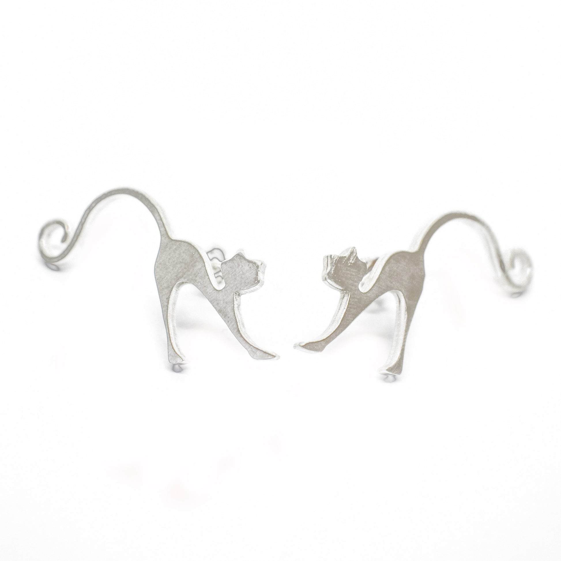 Exquisite, Handmade Sterling Silver Cat Misirlou Stud Earrings, a testament to Greek artistry and craftsmanship.