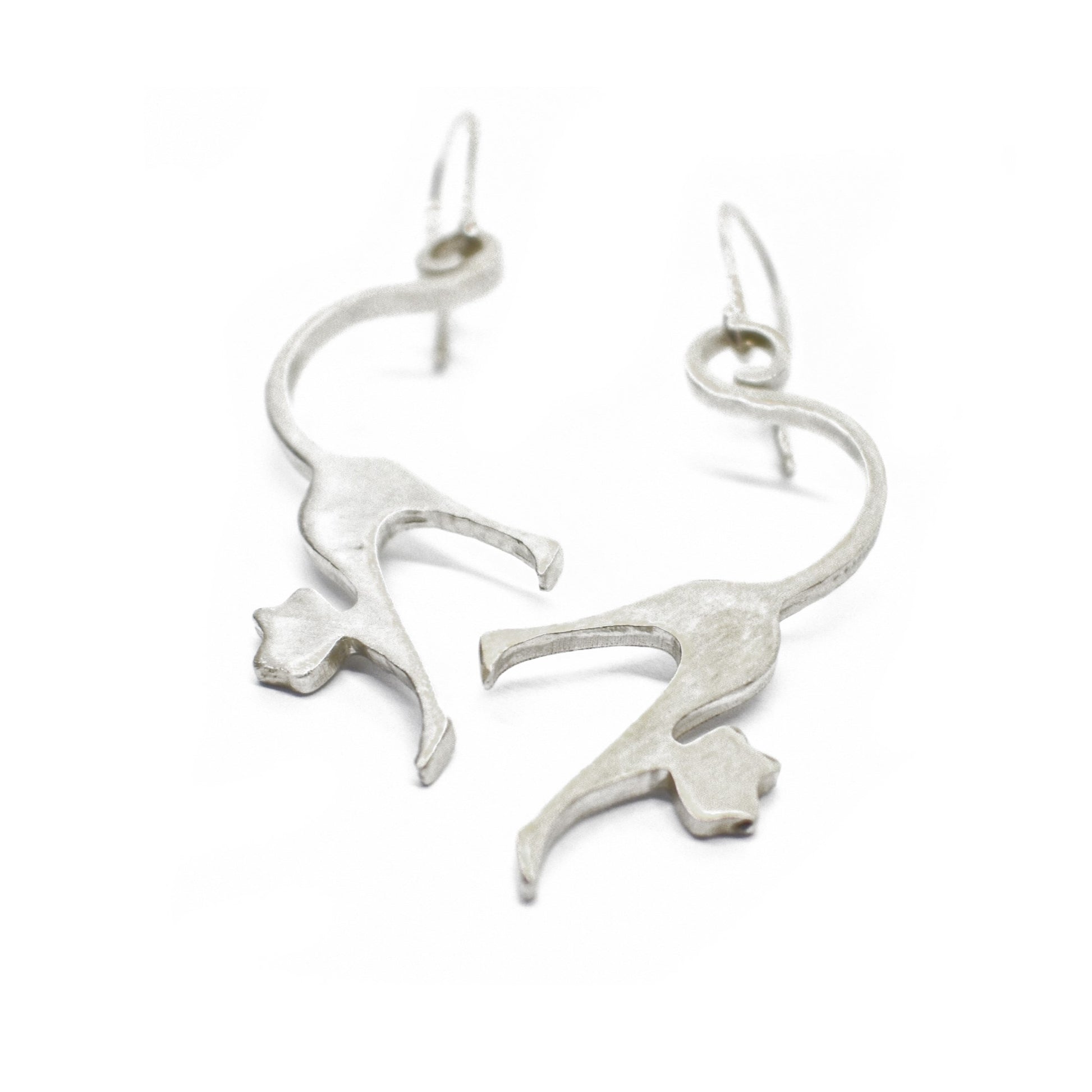 Sterling Silver Misirlou Cat Dangle Earrings: Intricately Crafted, Handmade Jewelry Pieces Celebrating the Enigmatic Beauty of Felines, the Perfect Blend of Artistry and Style