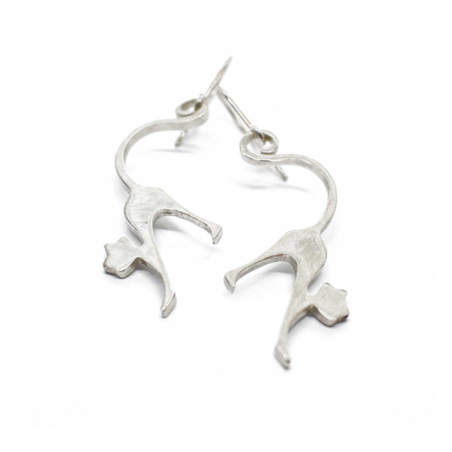 Sterling Silver Misirlou Cat Dangle Earrings: Handcrafted, Unique Jewelry Pieces Celebrating the Enigmatic Beauty of Cats